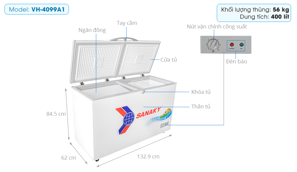 Tủ đông Sanaky 305 lít VH-4099A1 Tủ đông Sanaky 305 lít VH-4099A1
