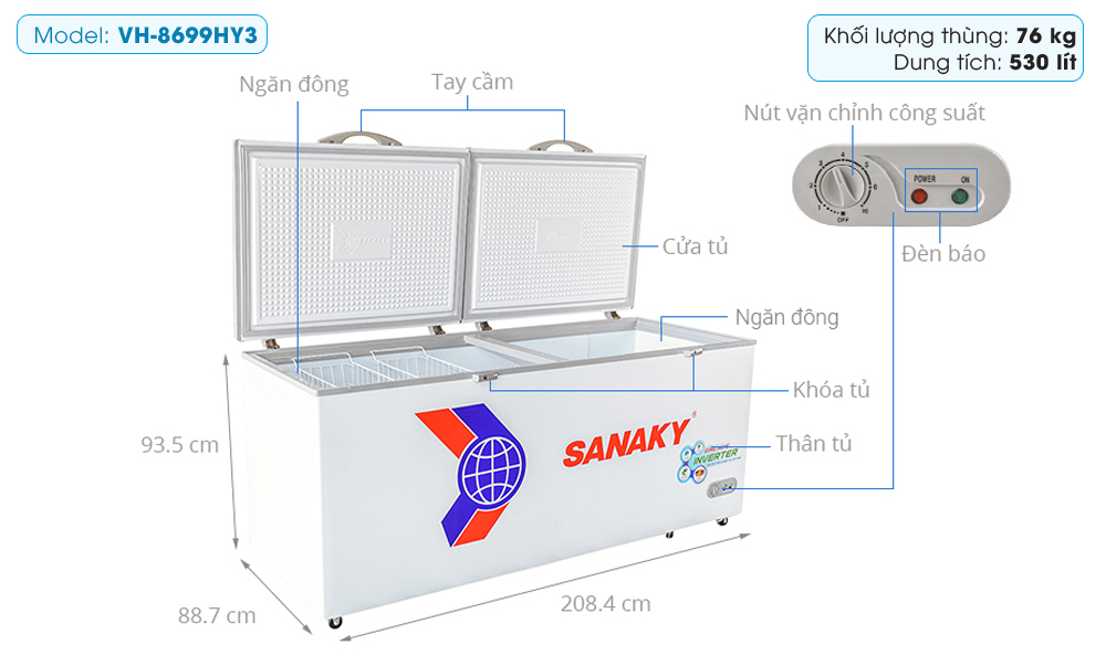 Tủ đông Sanaky Inverter 761 lít VH-8699HY3 Tủ đông Sanaky Inverter 761 lít VH-8699HY3
