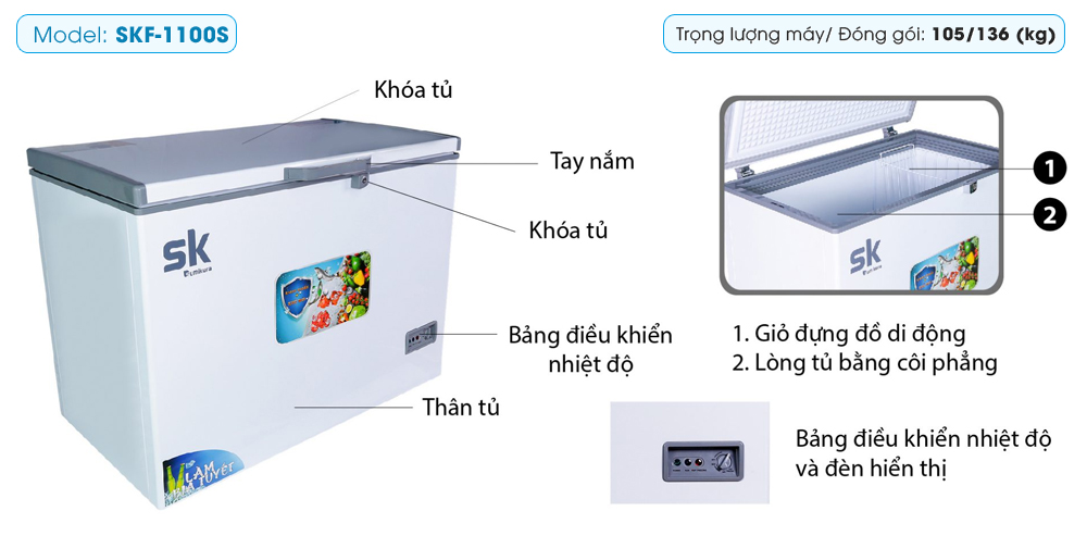 Tủ đông Sumikura 1100 lít SKF-1100S Tủ đông Sumikura 1100 lít SKF-1100S