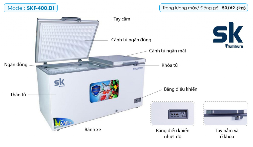 Tủ đông Sumikura Inverter 400 lít SKF-400.DI Tủ đông Sumikura Inverter 400 lít SKF-400.DI