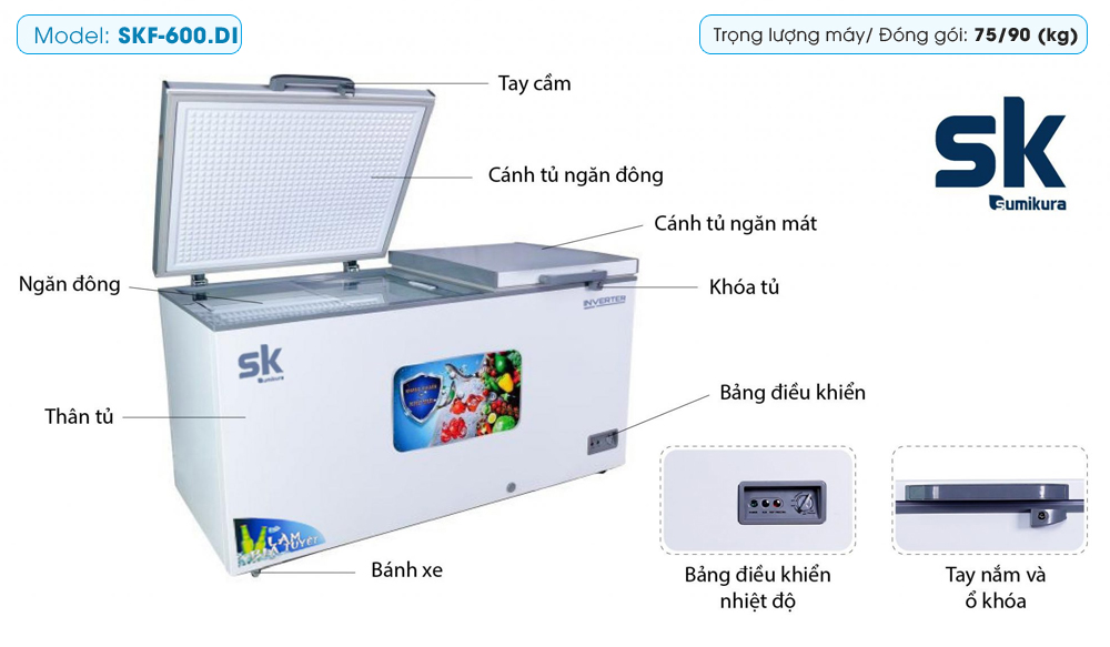 Tủ đông Sumikura Inverter 600 lít SKF-600.DI Tủ đông Sumikura Inverter 600 lít SKF-600.DI