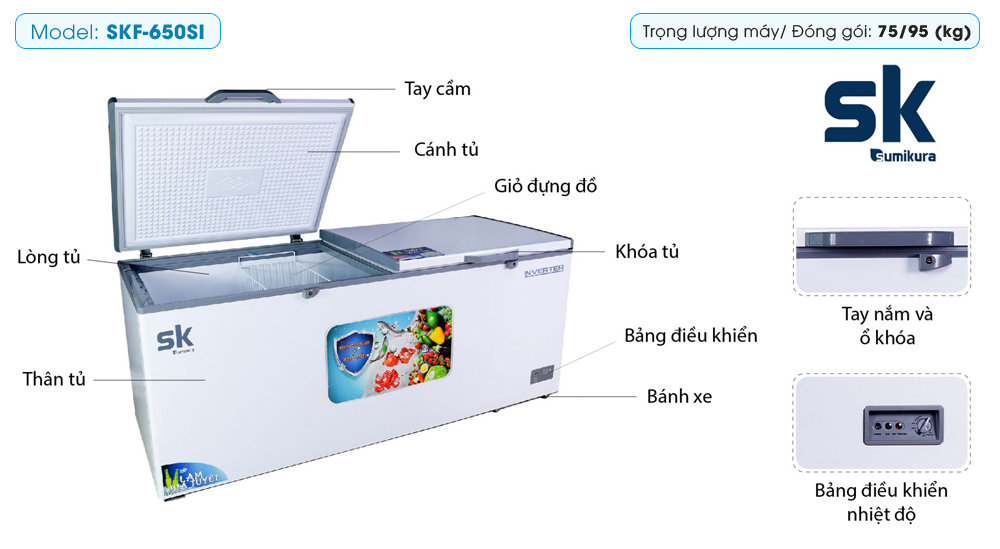 Tủ đông Sumikura Inverter 650 lít SKF-650SI Tủ đông Sumikura Inverter 650 lít SKF-650SI
