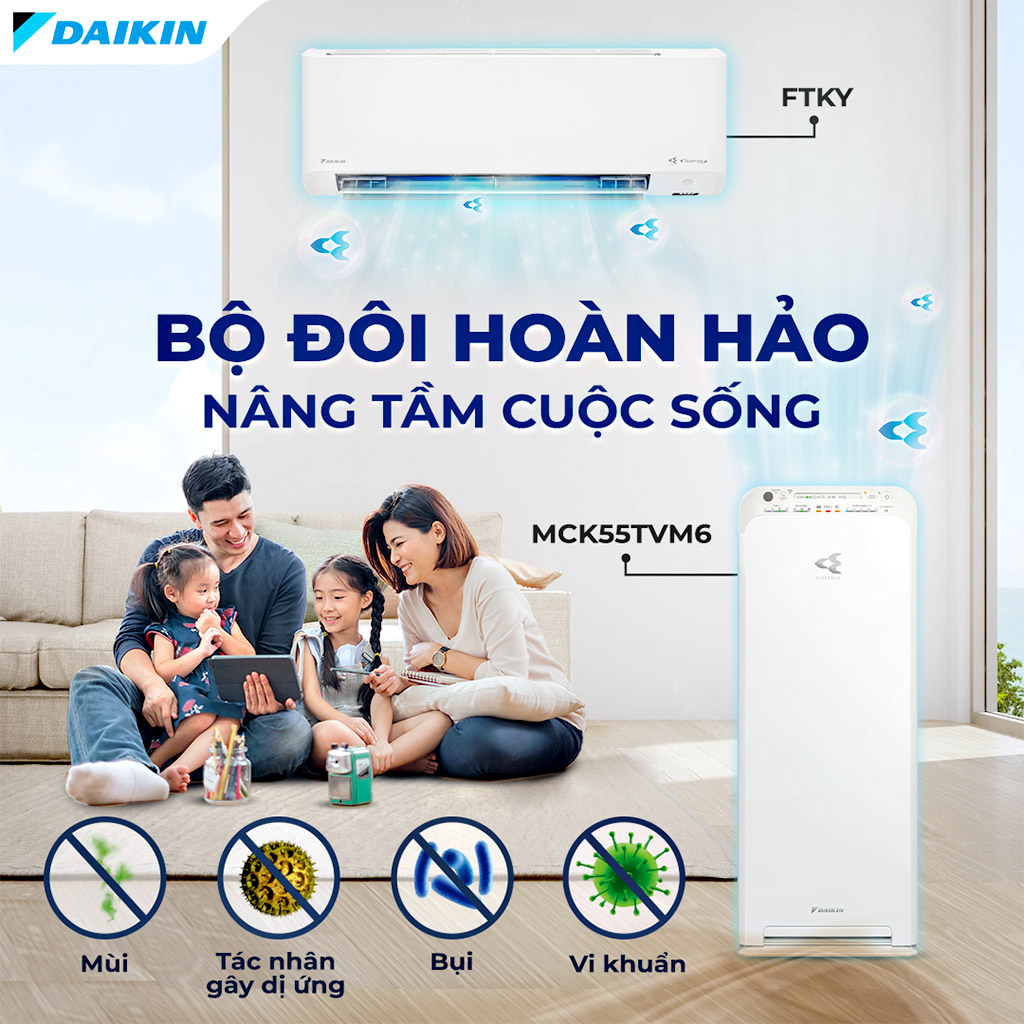 Mát lành - Sạch khuẩn với máy lạnh Daikin FTKY và máy lọc không khí Daikin MCK55TVM6