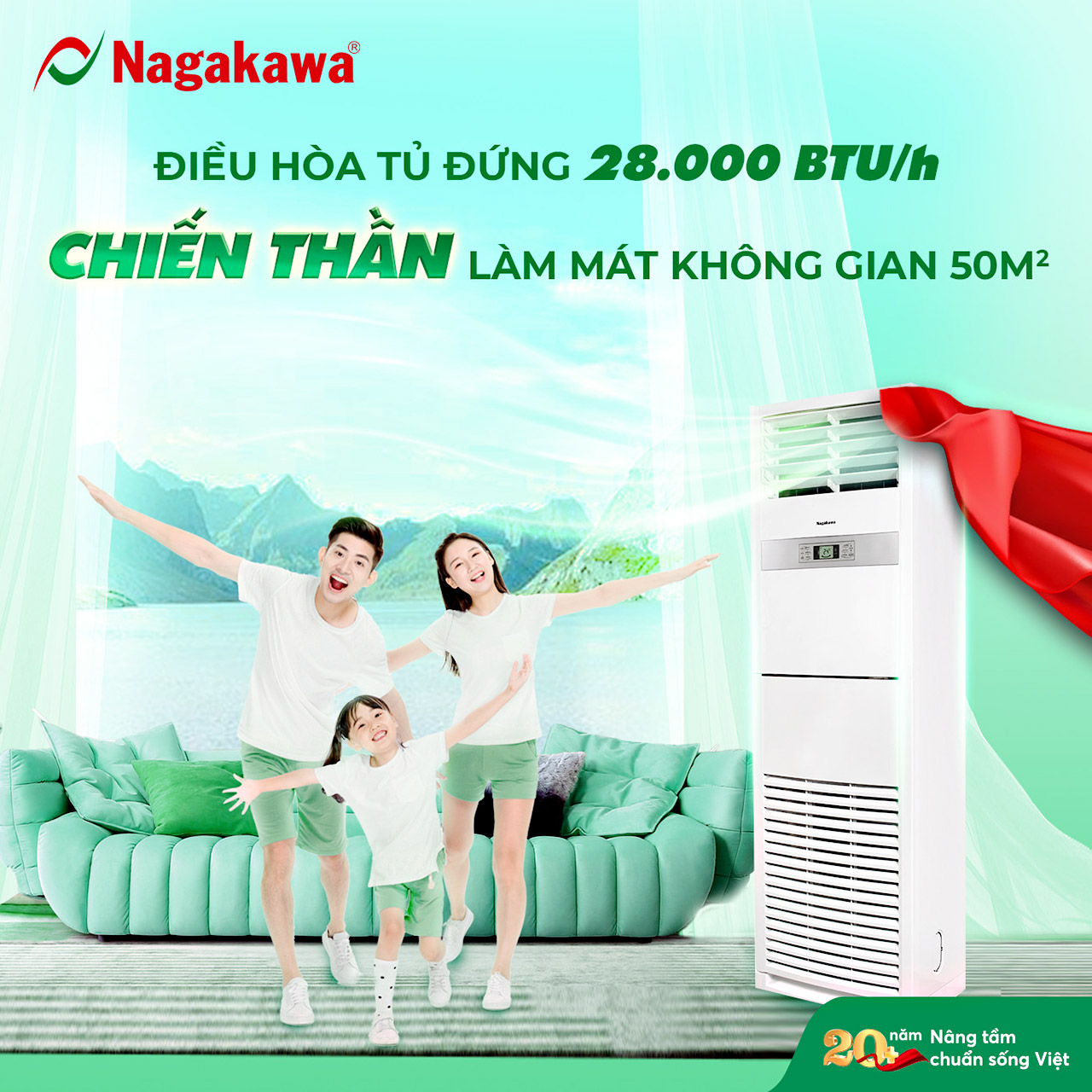 Máy lạnh tủ đứng Nagakawa làm lạnh tốc độ cho không gian rộng