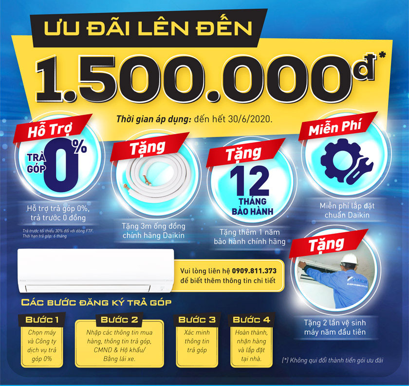 Máy lạnh khuyến mãi lớn 1 triệu 500 ngàn.