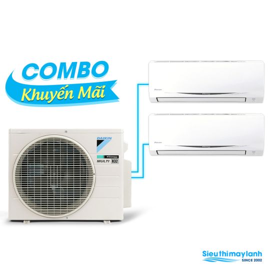 (Combo khuyến mãi) Hệ thống máy lạnh Daikin multi s Inverter 2.0 HP (2HP Ngựa) - 1 dàn nóng 2 dàn lạnh (1.0 + 1.5 HP (1.5 Ngựa) MKC50RVMV-CTKC25RVMV+CTKC35RVMV