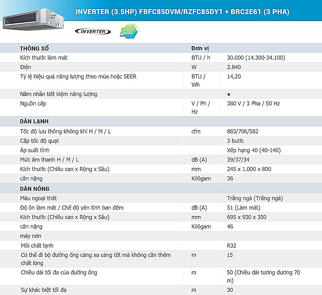 may-lanh-giau-tran-noi-ong-gio-daikin-inverter-35hp-fbfc85dvmrzfc85dy1-brc2e61-3-pha-thong-so