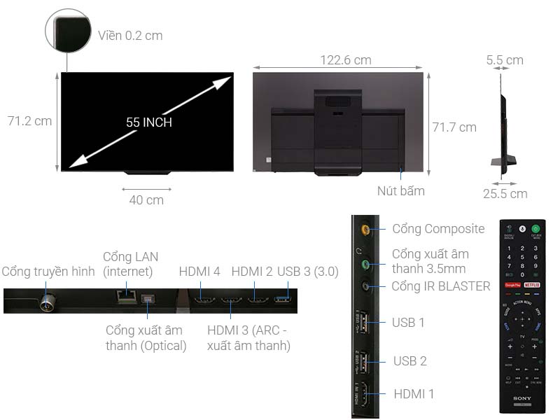 Android Tivi OLED Sony 4K 55 inch KD-55A8F Android Tivi OLED Sony 4K 55 inch KD-55A8F