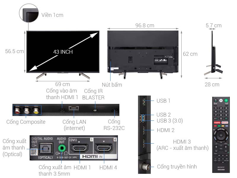 Android Tivi Sony 4K 43 inch KD-43X7500F Android Tivi Sony 4K 43 inch KD-43X7500F