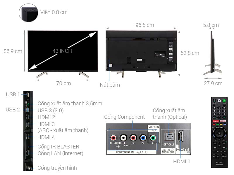 Android Tivi Sony 4K 43 inch KD-43X8500F Android Tivi Sony 4K 43 inch KD-43X8500F