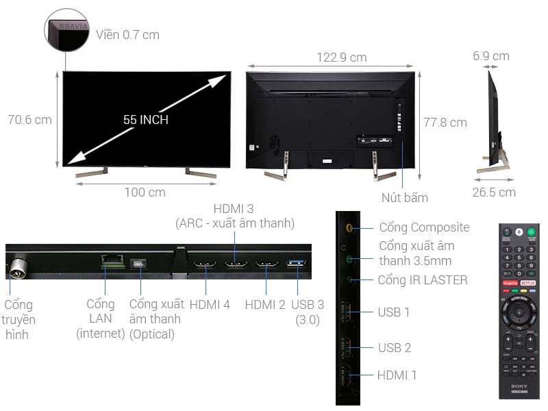 Android Tivi Sony 4K 55 inch KD-55X9000F Android Tivi Sony 4K 55 inch KD-55X9000F