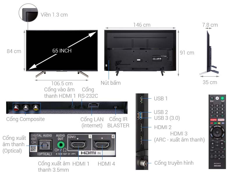Android Tivi Sony 4K 65 inch KD-65X7500F Android Tivi Sony 4K 65 inch KD-65X7500F