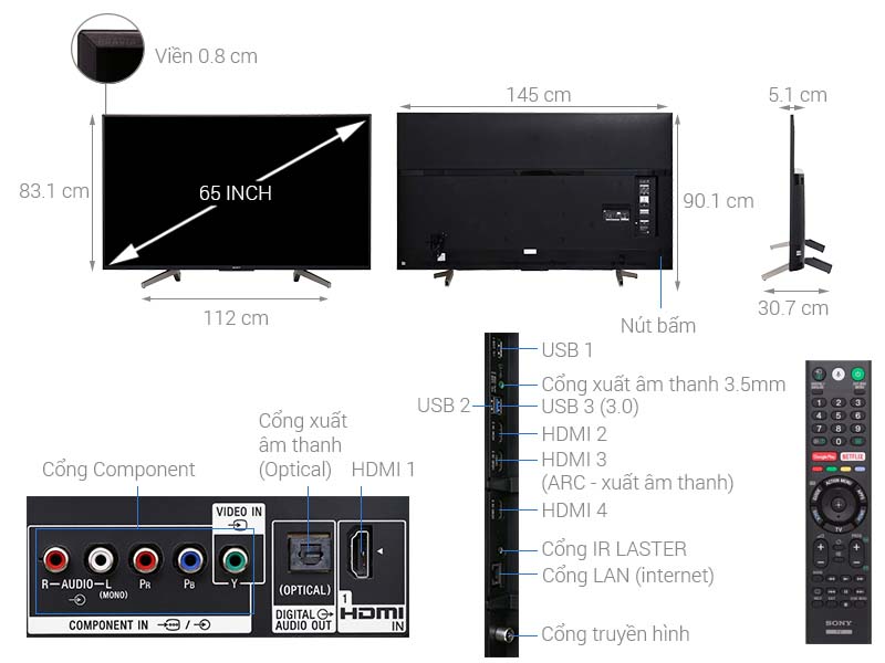Android Tivi Sony 4K 65 inch KD-65X8500F Android Tivi Sony 4K 65 inch KD-65X8500F