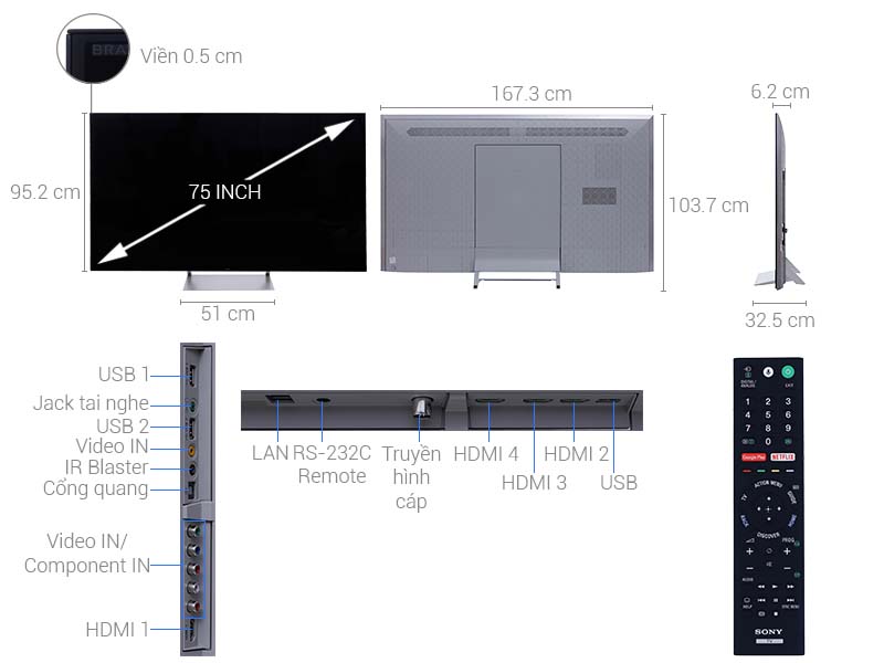 Android Tivi Sony 4K 75 inch KD-75X9400E Android Tivi Sony 4K 75 inch KD-75X9400E