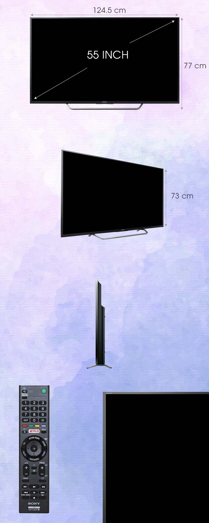 Android Tivi Sony 55 inch KD-55X7000D - Kích thước tivi Android Tivi Sony 55 inch KD-55X7000D - Kích thước tivi