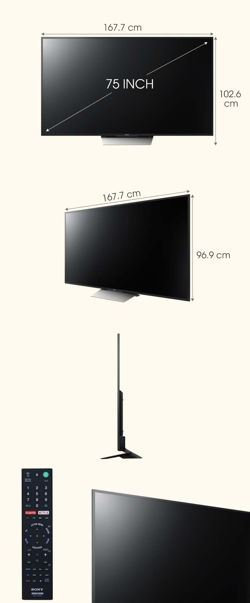 Android Tivi Sony 75 inch KD-75X8500D - Kích thước tivi Android Tivi Sony 75 inch KD-75X8500D - Kích thước tivi