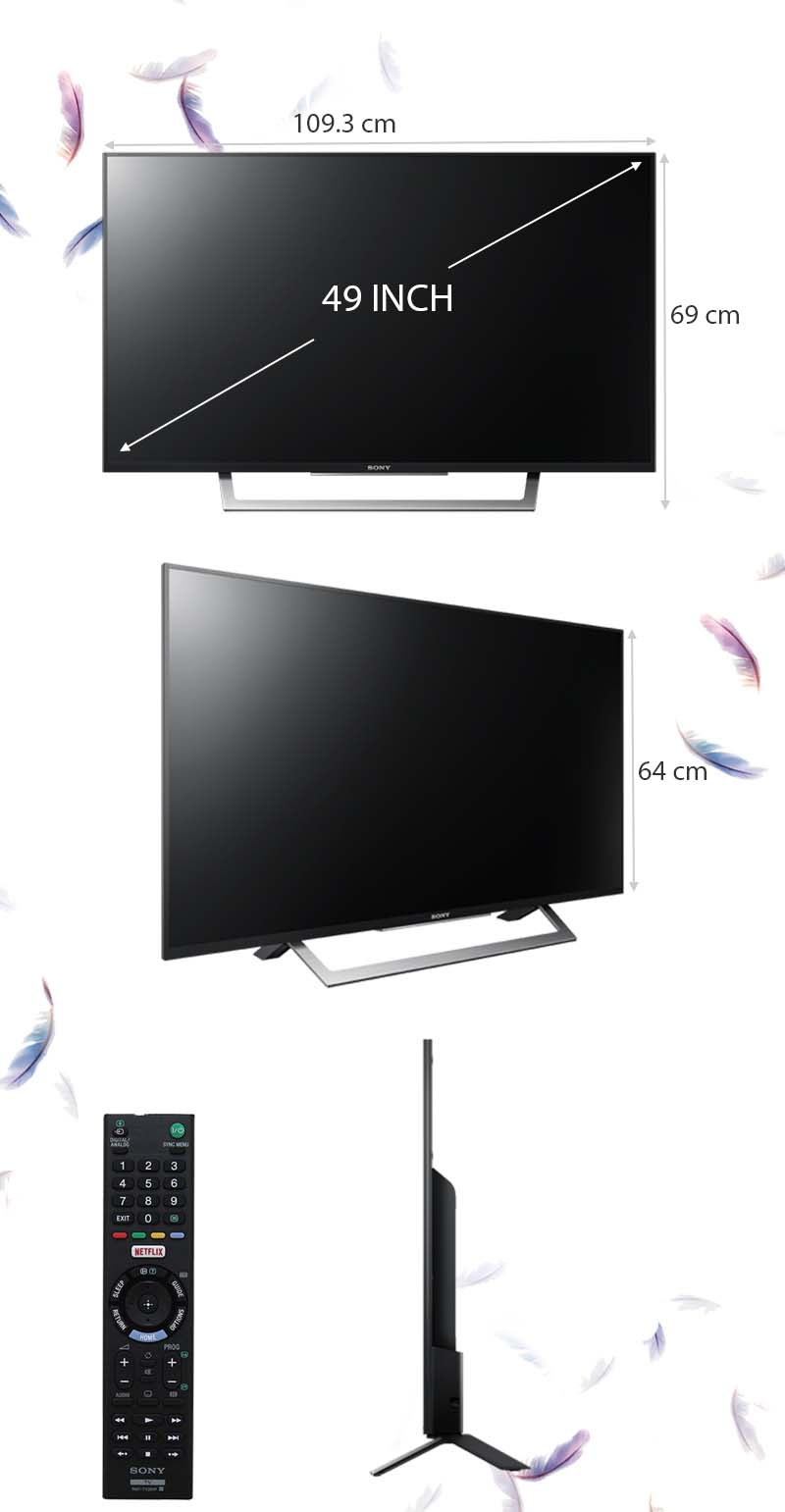 Internet Tivi Sony 49 inch KDL-49W750D - Kích thước tivi Internet Tivi Sony 49 inch KDL-49W750D - Kích thước tivi