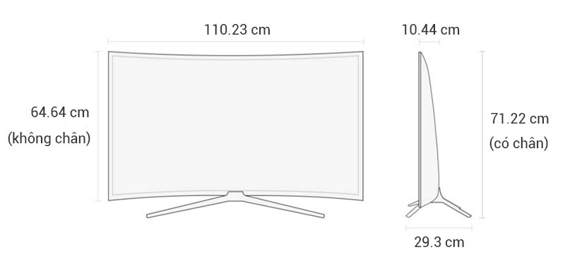 Smart Tivi Cong Samsung 49 inch UA49K6300 - Kích thước TV Smart Tivi Cong Samsung 49 inch UA49K6300 - Kích thước TV
