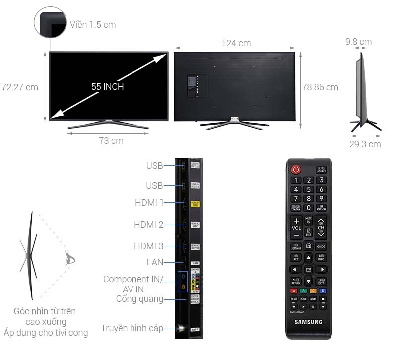 Thông số kỹ thuật Smart Tivi Cong Samsung 55 inch UA55M6303