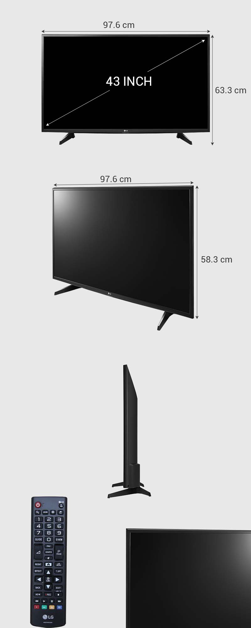 Smart Tivi LG 43 inch 43UH610T - Kích thước Smart Tivi LG 43 inch 43UH610T - Kích thước