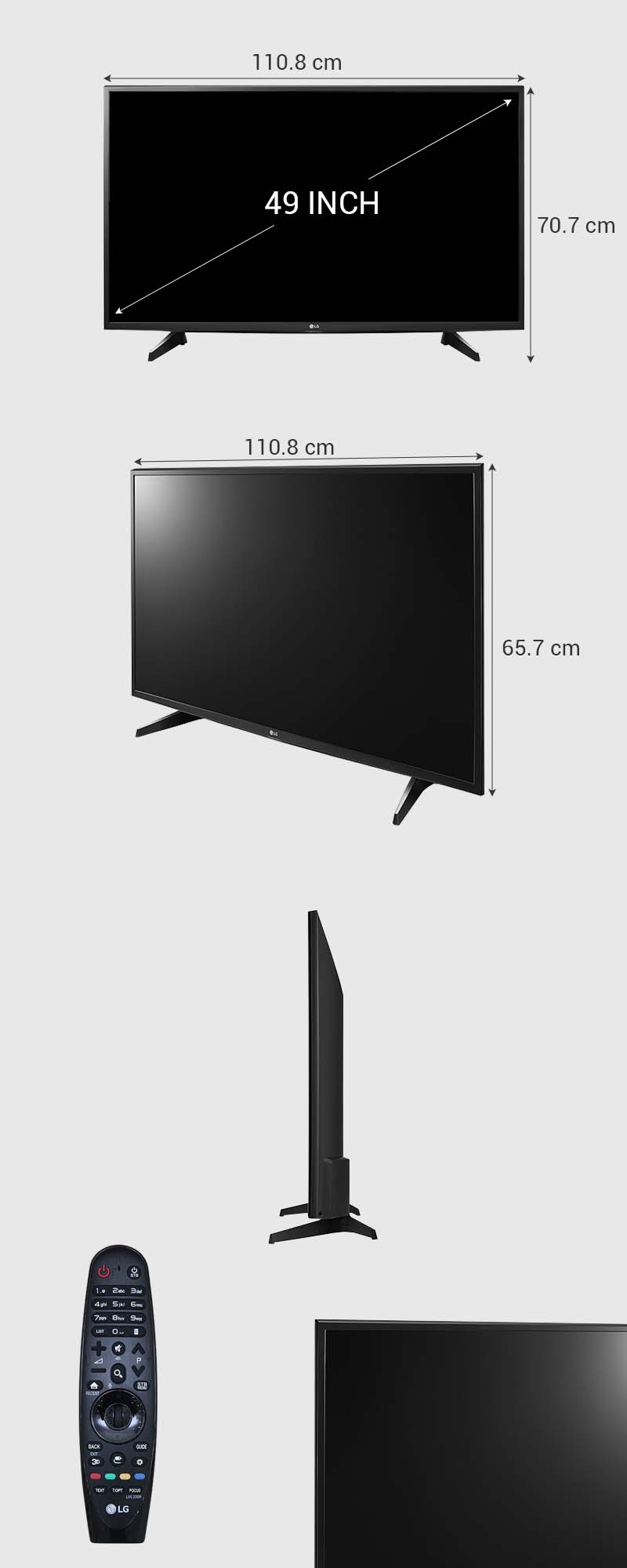 Smart Tivi LG 49 inch 49UH617T - Kích thước TV Smart Tivi LG 49 inch 49UH617T - Kích thước TV