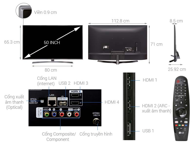 Smart Tivi LG 4K UHD 50 Inch 50UK6540PTD Smart Tivi LG 4K UHD 50 Inch 50UK6540PTD