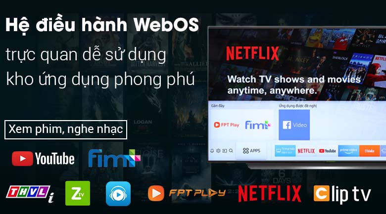 Smart Tivi OLED LG 4K 55 inch 55C9PTA có hệ điều hành WebOS 4.5 với các ứng dụng phong phú