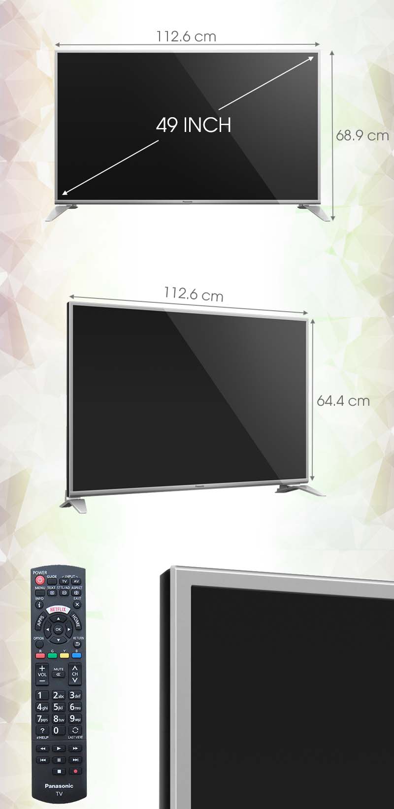 Smart Tivi Panasonic 49 inch TH-49DS630V - Kích thước tivi Smart Tivi Panasonic 49 inch TH-49DS630V - Kích thước tivi