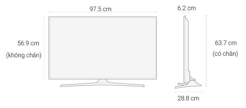 Smart Tivi Samsung 43 inch UA43KU6000 - Khoảng cách xem TV Smart Tivi Samsung 43 inch UA43KU6000 - Khoảng cách xem TV