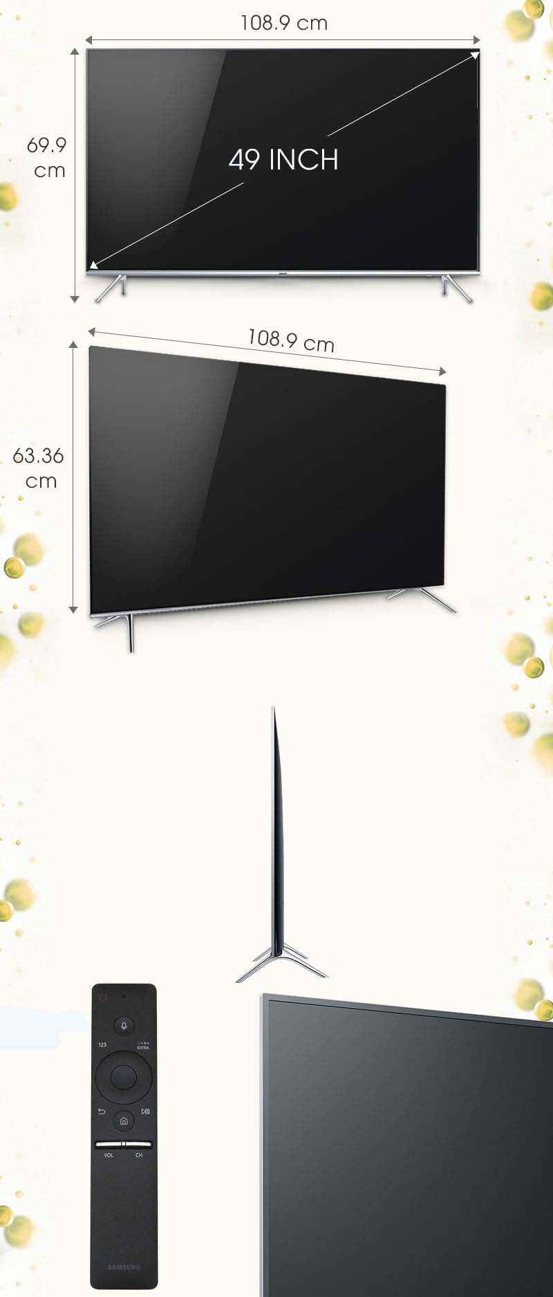 Smart tivi Samsung 49 inch UA49KS7000 - Kích thước tivi Smart tivi Samsung 49 inch UA49KS7000 - Kích thước tivi