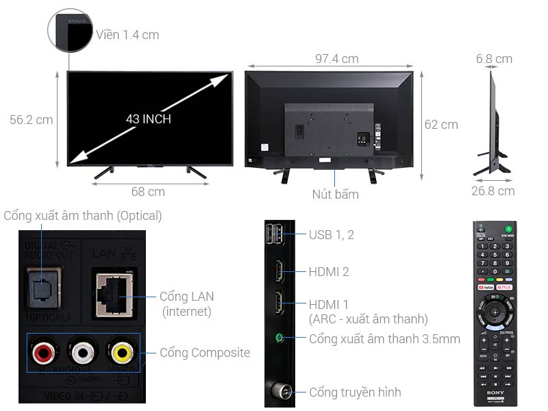 Smart Tivi Sony 43 inch KDL-43W660F