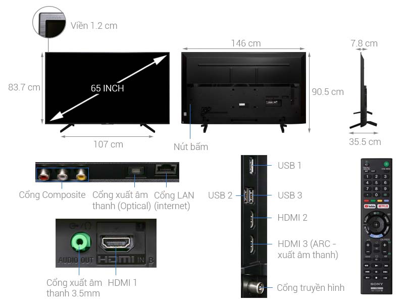 Smart Tivi Sony 4K 65 inch KD-65X7000F Smart Tivi Sony 4K 65 inch KD-65X7000F