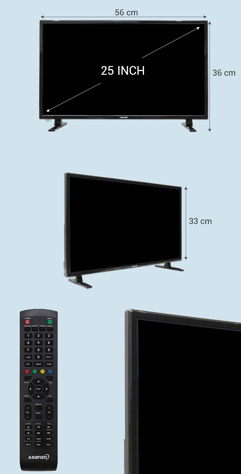 Tivi Asanzo 25 inch 25T350 - Kích thước tivi Tivi Asanzo 25 inch 25T350 - Kích thước tivi
