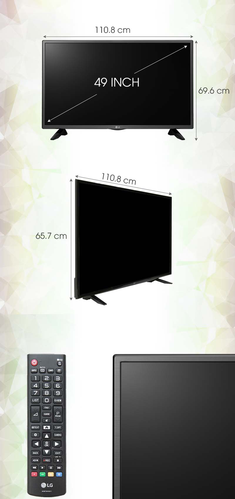 Tivi LG 49 inch 49LH511T - Kích thước tivi Tivi LG 49 inch 49LH511T - Kích thước tivi