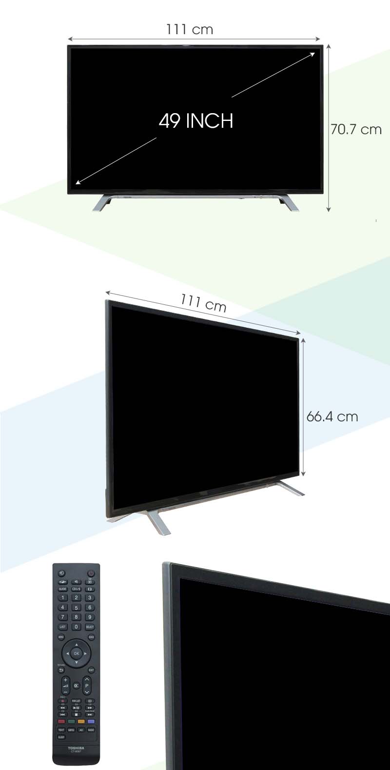 Tivi Toshiba 49 inch 49L3650 - Kích thức tivi Tivi Toshiba 49 inch 49L3650 - Kích thức tivi