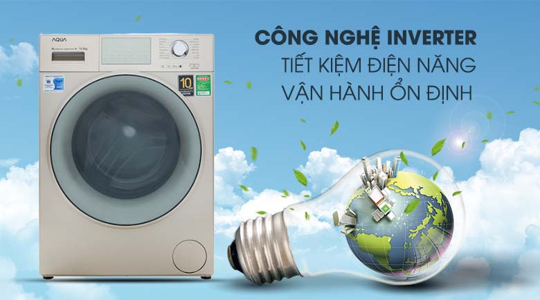 Công nghệ Inverter - Máy giặt Aqua Inverter 10.5 kg AQD-D1050E N