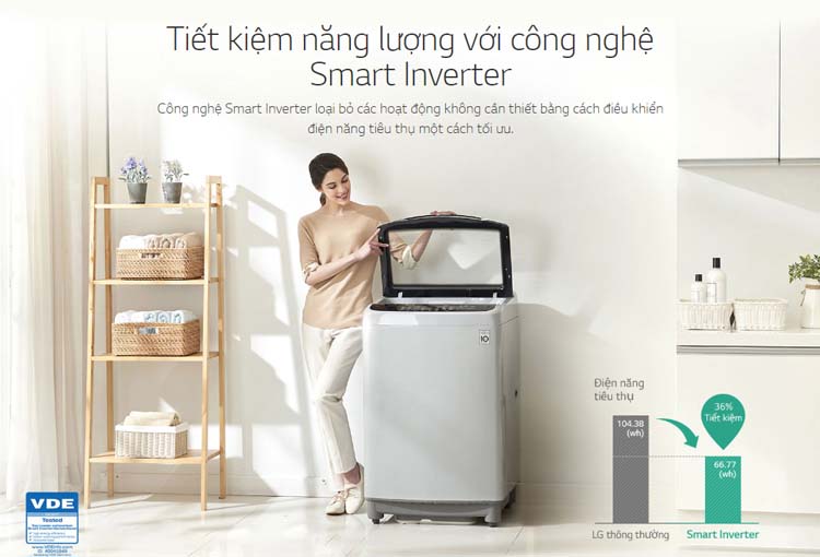 Máy giặt LG Inverter 8 kg T2108VSPW Máy giặt LG Inverter 8 kg T2108VSPW