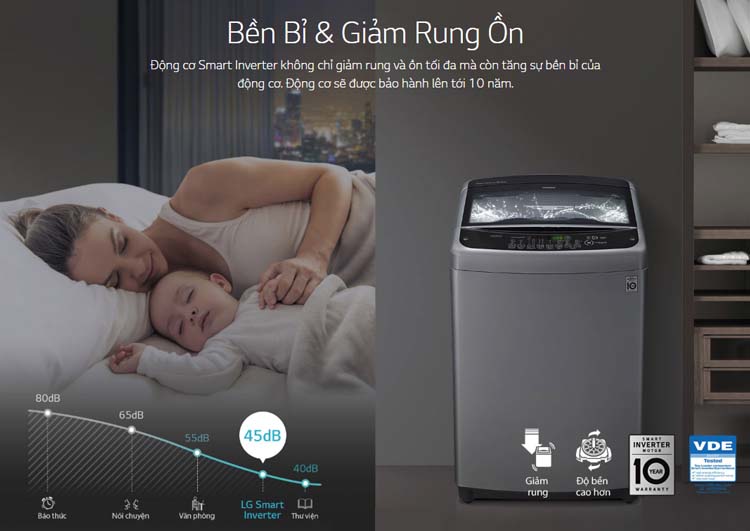 Máy giặt LG Inverter 8 kg T2108VSPW