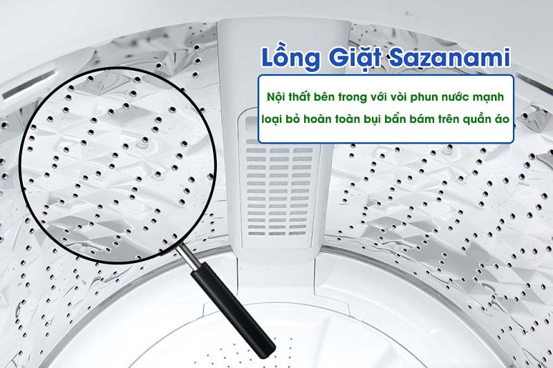 Lồng giặt SAZANAMI làm từ thép không gỉ Lồng giặt SAZANAMI làm từ thép không gỉ