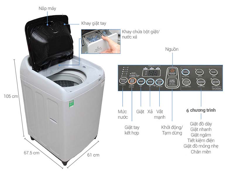 Máy giặt Samsung 8.5 kg WA85J5712SG/SV Máy giặt Samsung 8.5 kg WA85J5712SG/SV