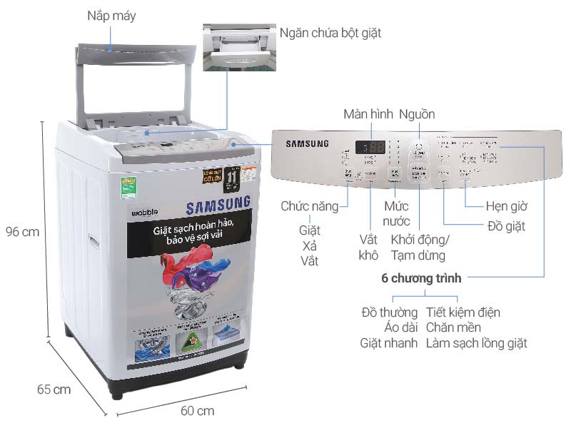 Máy giặt Samsung 8.5 kg WA85M5120SG/SV Máy giặt Samsung 8.5 kg WA85M5120SG/SV