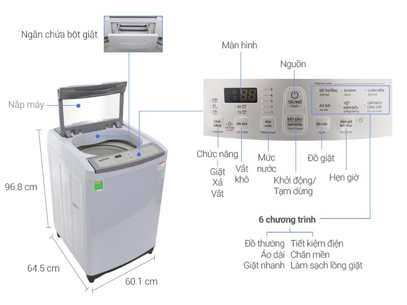 Máy giặt Samsung 9 kg WA90M5120SG/SV Máy giặt Samsung 9 kg WA90M5120SG/SV
