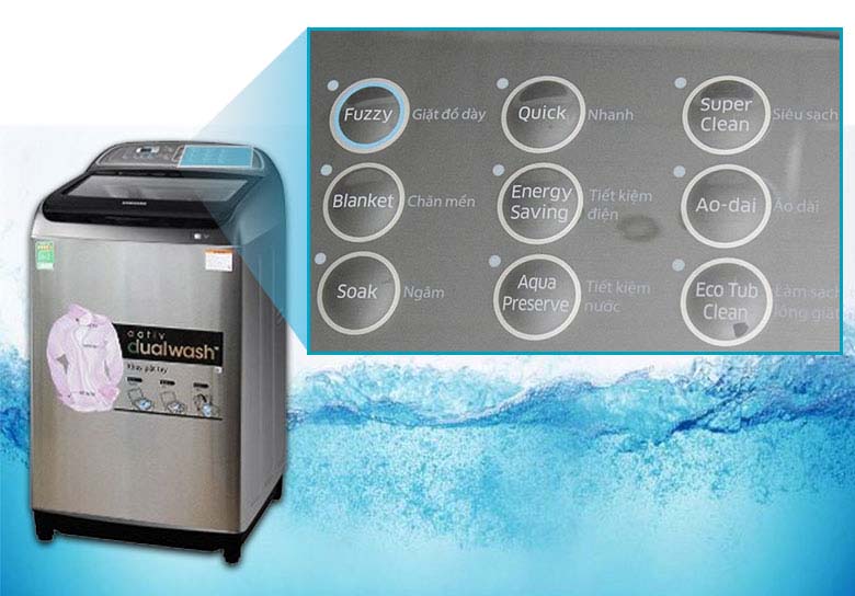 9 chế độ giặt đa dạng, dễ chọn lựa