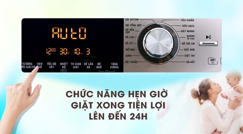 Hẹn giờ giặt - Máy giặt sấy Aqua Inverter 10.5Kg AQD-DH1050C N